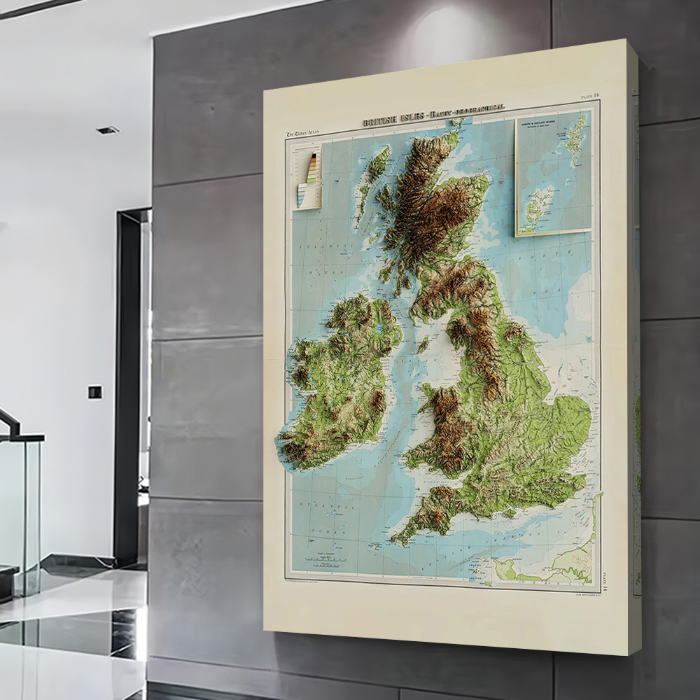 3D Relief Map of 1922 British  - Custom Map Poster 评论和价格