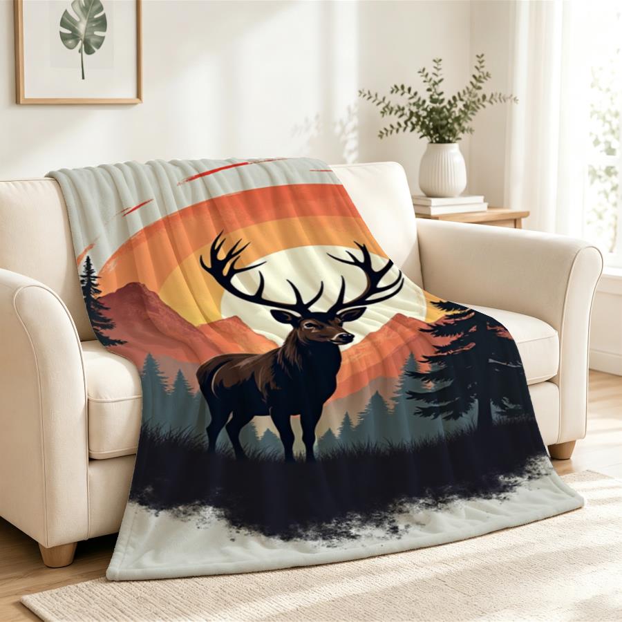 Vintage Stag And Mountain Suns - Family Tree Print 评论和价格
