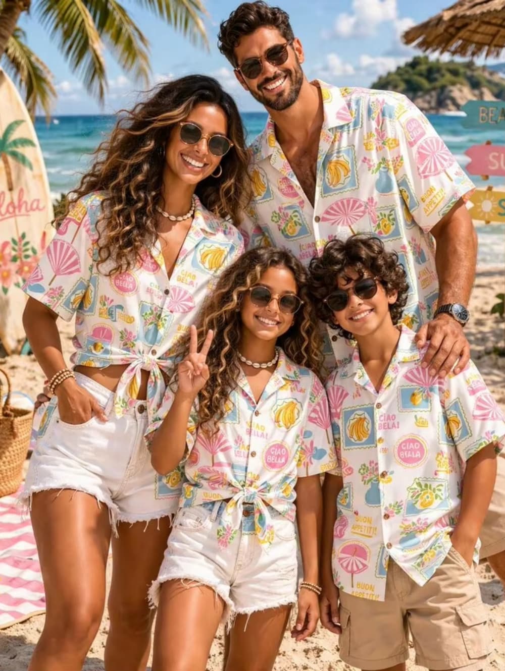 Summer Men's Family Wear Beach - Family Tree Print 评论和价格